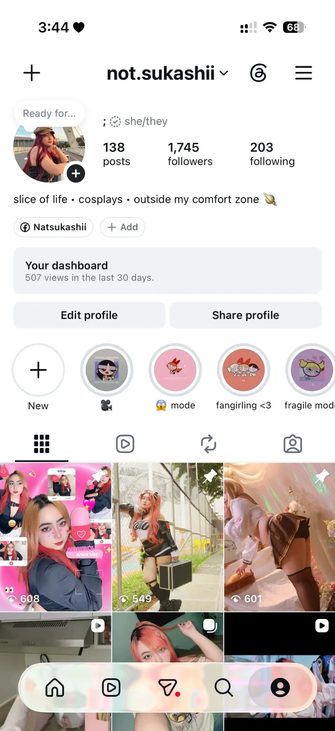 Instagram creator profile screenshot